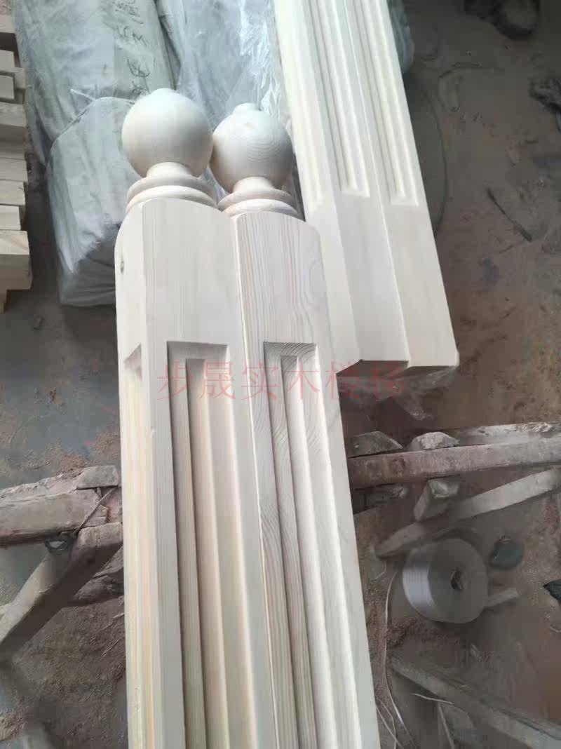 No pine wood small column large column white stubble square up inner groove 22 Number of solid wood stair post armrests elbows, etc.