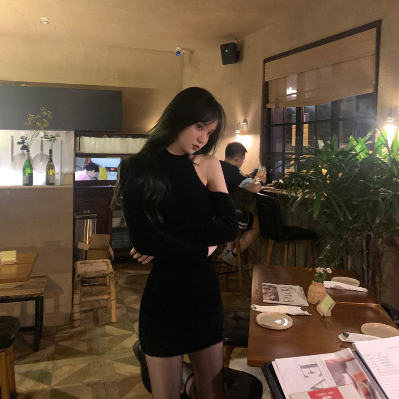 Your home halao lala food chain DING end ultra A gross knitted ocean dress fall short sweater dress spicy