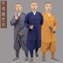 Zhu Yun spring and autumn bamboo hemp suit leggings-free pants Monk master short coat and monk suit