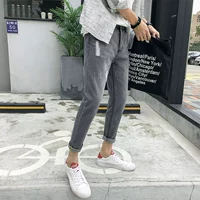 Quần nam mùa hè mới phiên bản Hàn Quốc theo xu hướng quần jeans 9 điểm kiểu dáng Hong Kong Quần skinny nam chân mỏng 9 điểm hoang dã quần nam ống rộng