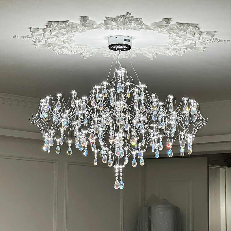 New French-Style Light Luxury Living Room Crystal Chandelier, High-End Firefly Design, Elegant and Grand for Villa, Dining Room, and Bedroom Main Lighting New French-Style Light Luxury Living Room Crystal Chandelier, High-End Firefly Design, Elegant and Grand for Villa, Dining Room, and Bedroom Main Lighting