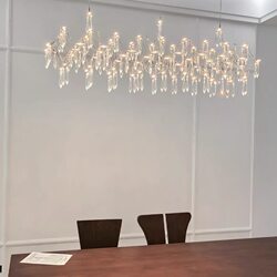 New Restaurant Chandelier Crystal Lamp with a High-End Feel, Firefly Dining Room Table Bar Counter Front Desk Linear Lighting Fixture