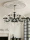 French-Style Living Room Chandelier, Vintage Black Iron Crystal Branch-Shaped Multi-Head Candle Lamp, Light Luxury and High-End Bedroom Chandelier