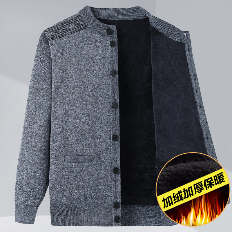 Autumn and Winter Fleece-Lined Thickened Men's Round-Neck Sweater for Middle-Aged Men, Warm Cardigan for Dad, Loose-Fitting Large-Size Knitwear for Middle-Aged and Elderly Men Autumn and Winter Fleece-Lined Thickened Men's Round-Neck Sweater for Middle-Aged Men, Warm Cardigan for Dad, Loose-Fitting Large-Size Knitwear for Middle-Aged and Elderly Men