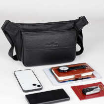 Business mens genuine leather shoulder bag first-layer cowhide large-capacity multi-functional crossbody chest bag casual versatile waist bag for men