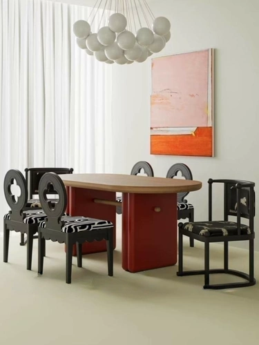 Скандинавский средневековый обеденный стол из массива дерева, овальный, кремовый, для маленькой квартиры, роспись, французский дизайнер, креативный приемный стол и стулья