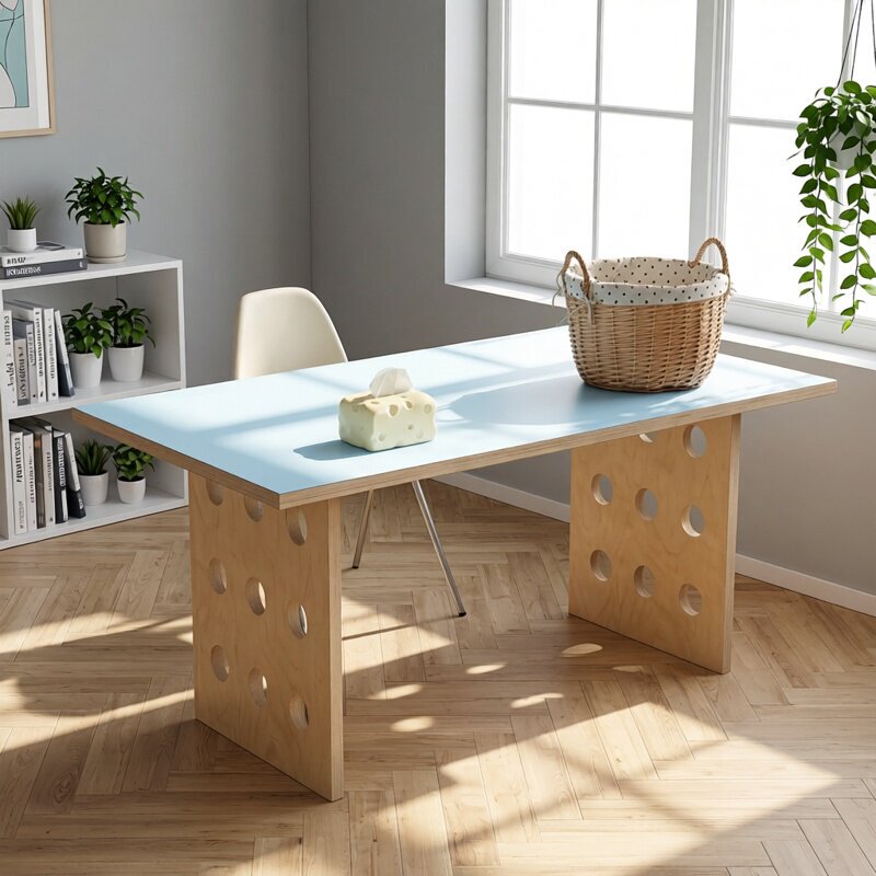Bauhaus Marine Board Office Computer Desk with Perforated Board and Cable Holes, Office Desk, Conference Table, Dining Table
