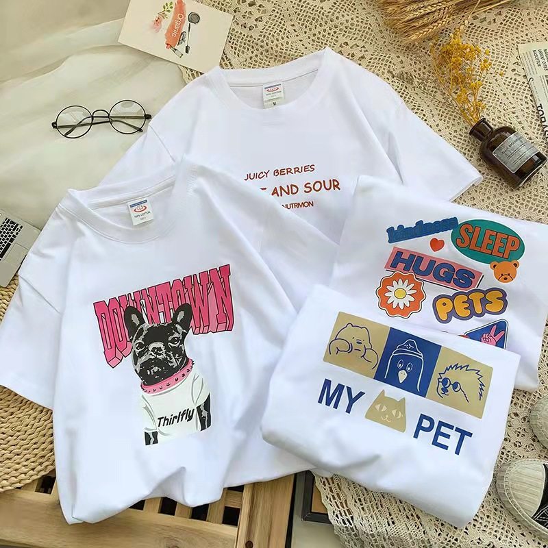 Otters- outlets2022 Summer T-shirt short sleeve loose with small crowd design American Spicy Girl Lovers Blouse