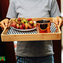 Non-non bamboo and wood tray Tea tray Wooden storage tray Breakfast tray Creative fruit tray European living room household plate