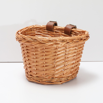 Qi Doll childrens bicycle wooden woven rattan retro wood color car basket car basket basket