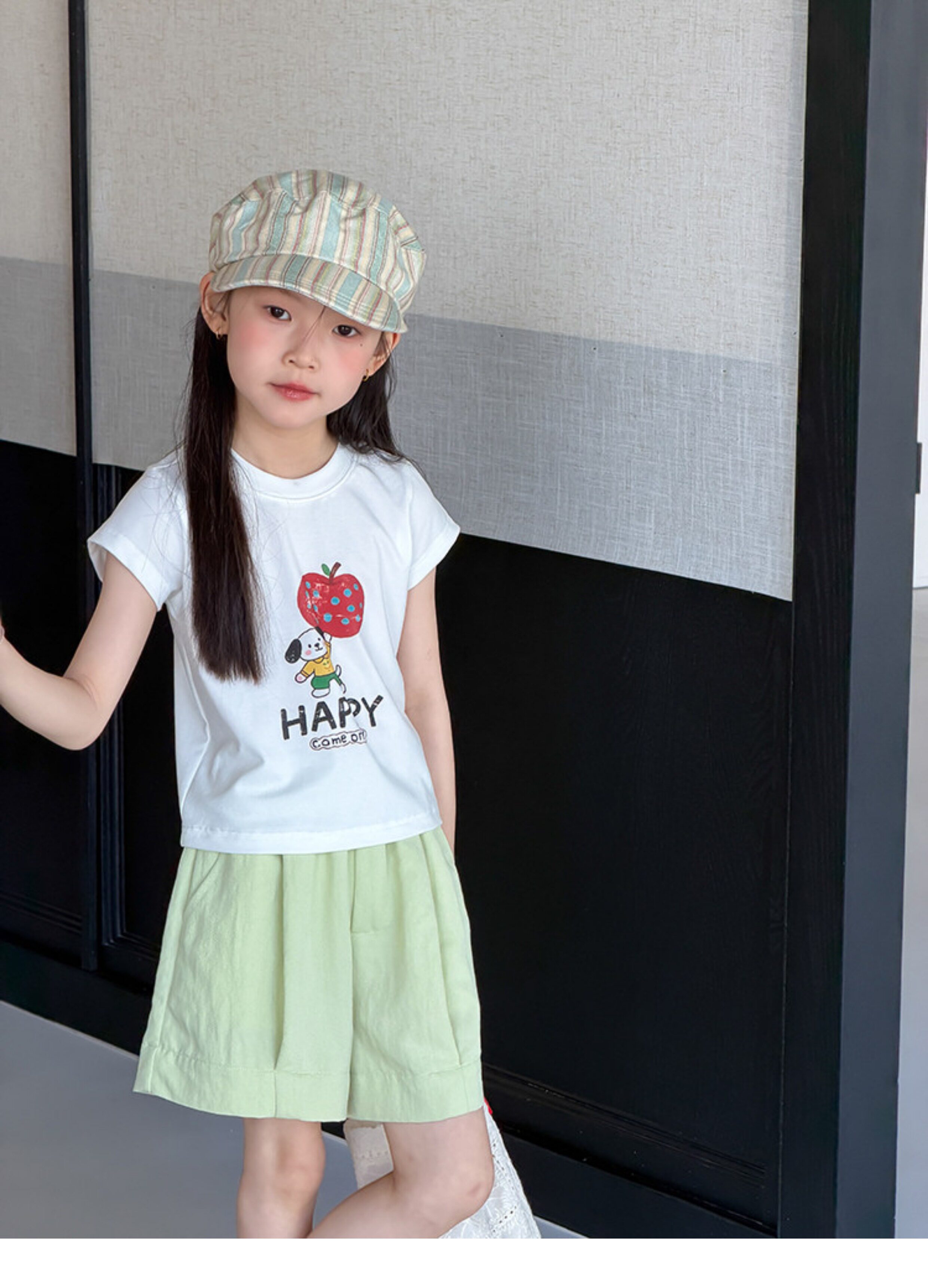 儿童夏季莱赛尔氨纶冰感甜辣风修身短款T恤女童卡通印花短袖上衣 — 14