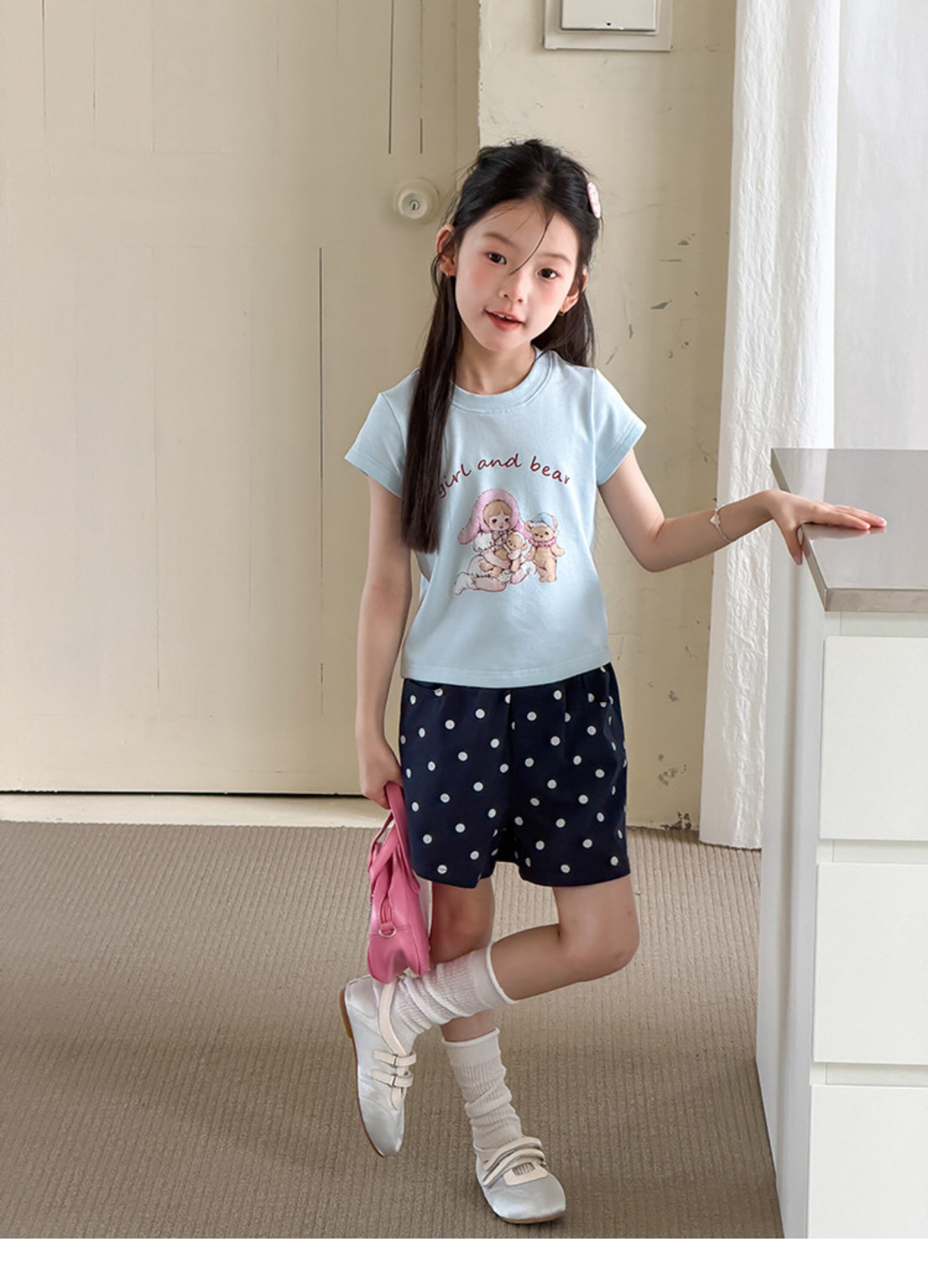 儿童夏季莱赛尔氨纶冰感甜辣风修身短款T恤女童卡通印花短袖上衣 — 36