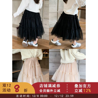 依依妈儿童洋气小仙女大裙摆纱裙春秋新款女童宝宝蓬蓬网纱半身裙