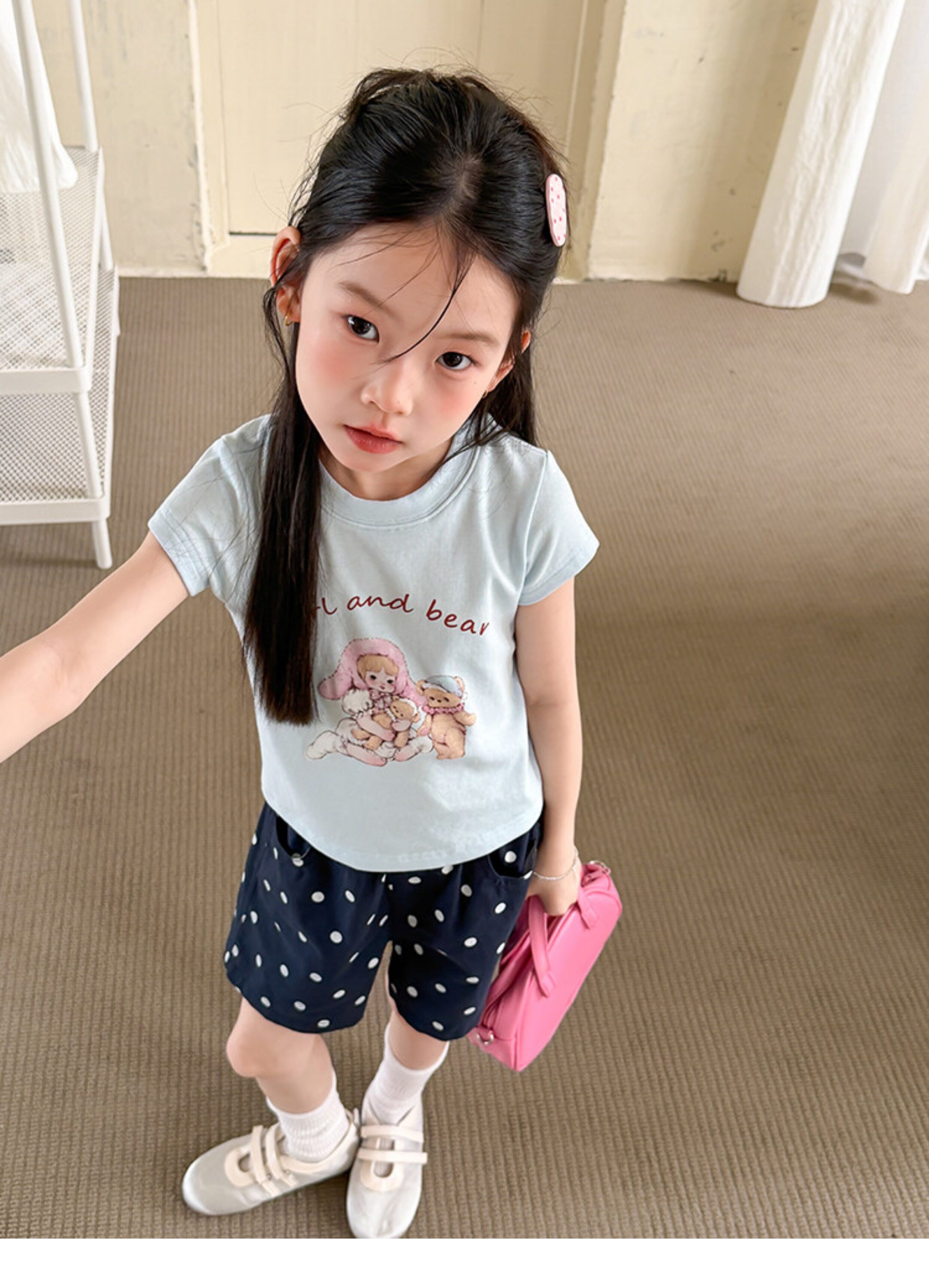 儿童夏季莱赛尔氨纶冰感甜辣风修身短款T恤女童卡通印花短袖上衣 — 37