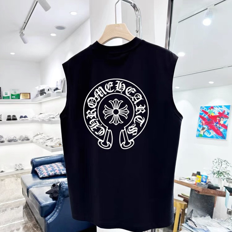 260g Pure Cotton Heavyweight Loose Cross Print Sleeveless Vest Unisex Casual T-Shirt Summer 260g Pure Cotton Heavyweight Loose Cross Print Sleeveless Vest Unisex Casual T-Shirt Summer
