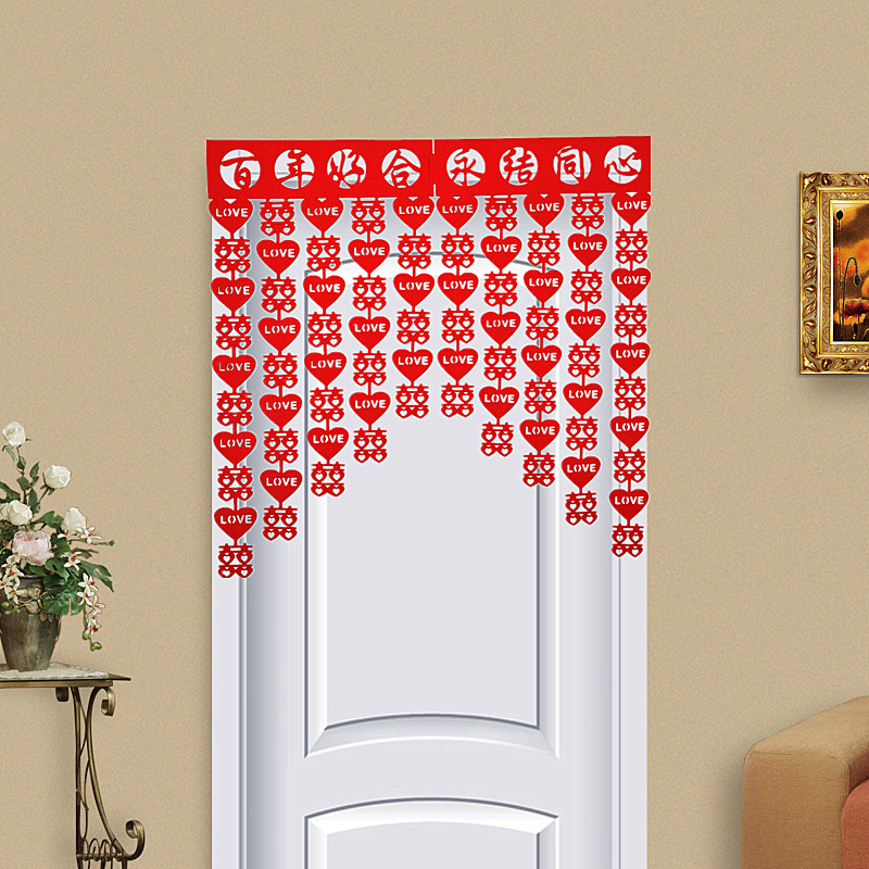 Wedding Supplies Wedding Celebration Unwoven Cloth Loving Joy Character Lads Flowers Hanging Curtain Wedding House Arrangement Decorated Porn Curtain