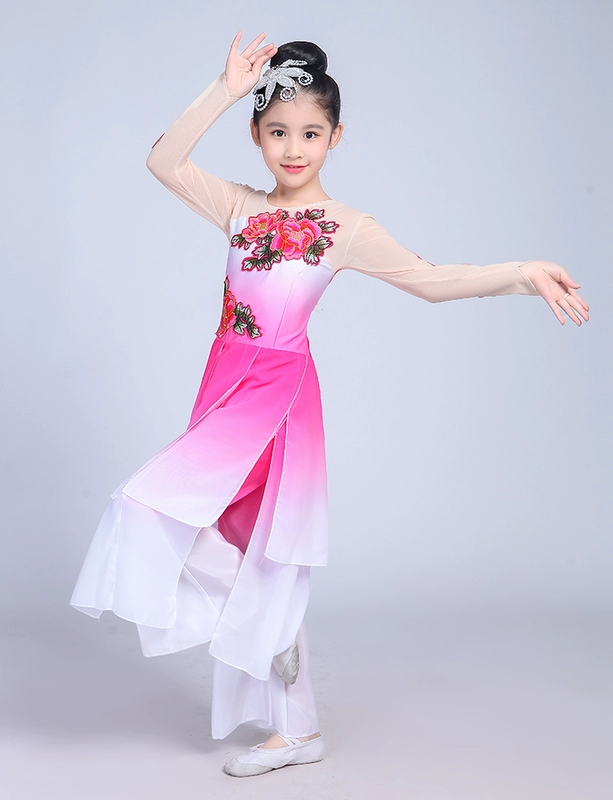 Mới của trẻ em trang phục múa cổ điển Hoa nhài nhảy fan hâm mộ khiêu vũ quốc gia Yangge trang phục cô gái biểu diễn quần áo