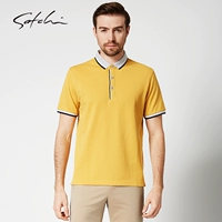 Satchi Sha Chi Ve Áo ngắn tay áo T-Shirt nam kinh doanh bình thường bông nam polo áo mùa xuân và mùa hè sản phẩm mới áo thun nam tay ngắn cổ trụ