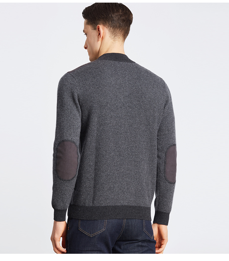 Satchi Sha Chi của Nam Giới Cao Cổ Màu Rắn Kinh Doanh Bình Thường Cardigan Nam Slim Cashmere Áo Len