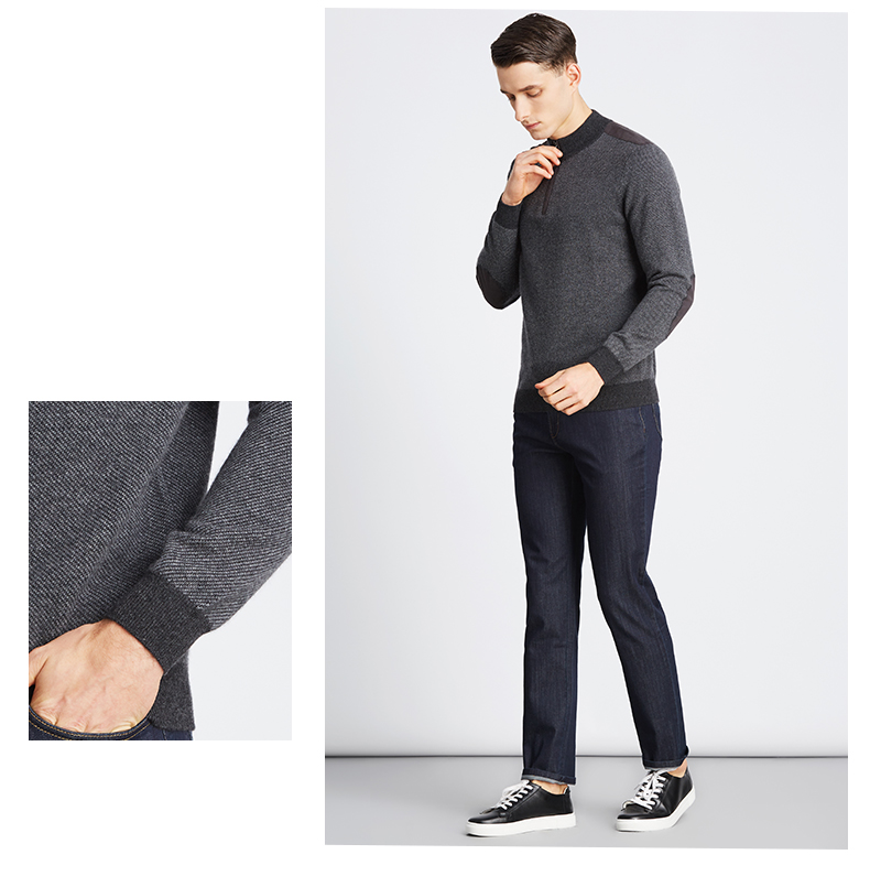 Satchi Sha Chi của Nam Giới Cao Cổ Màu Rắn Kinh Doanh Bình Thường Cardigan Nam Slim Cashmere Áo Len