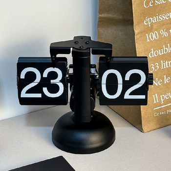 Tiktok-Style Nordic Retro Automatic Page-Turning Clock, Simple Home Living Room Page-Turning Clock, Desk Clock, Mechanical Pendulum Clock