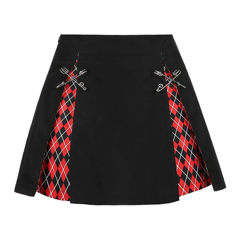 white pleated skirt Punk Stitching Women'S Short Skirt  High Waist Plaid Pin Black Fashion Streetwear Japanese Casual A-Line Harajuku Mini Skirts maxi skirt