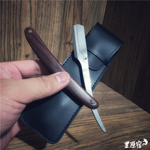 Old manual scraper head razor hairdressing shaved razor haircut blades shaved face wood shank sharpened hair