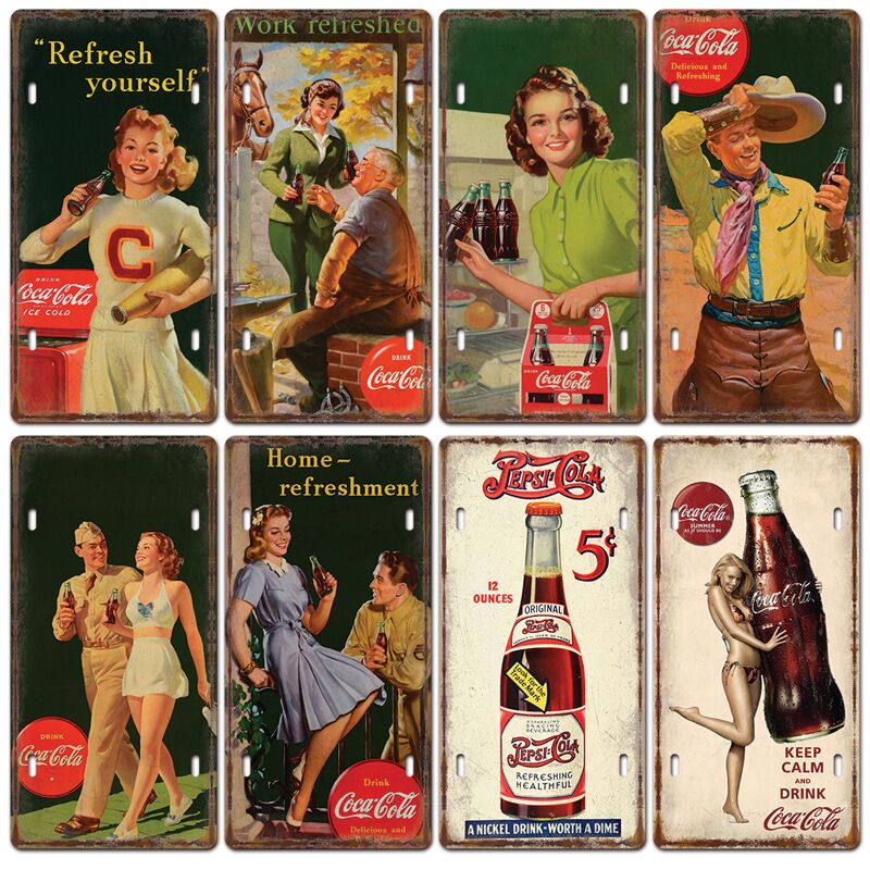 New foreign trade American retro Coke advertising posters Tin Painting Bar Background Wall Decoration Hanging Paintings