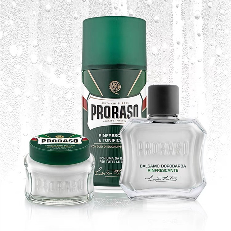 Italian Proraso Foaming Bowl, Aftershave, Foaming Brush Set
