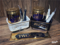 TWOFACE razor double-sided barber shop scraper Vintage oil head shaving razor double-sided scraper