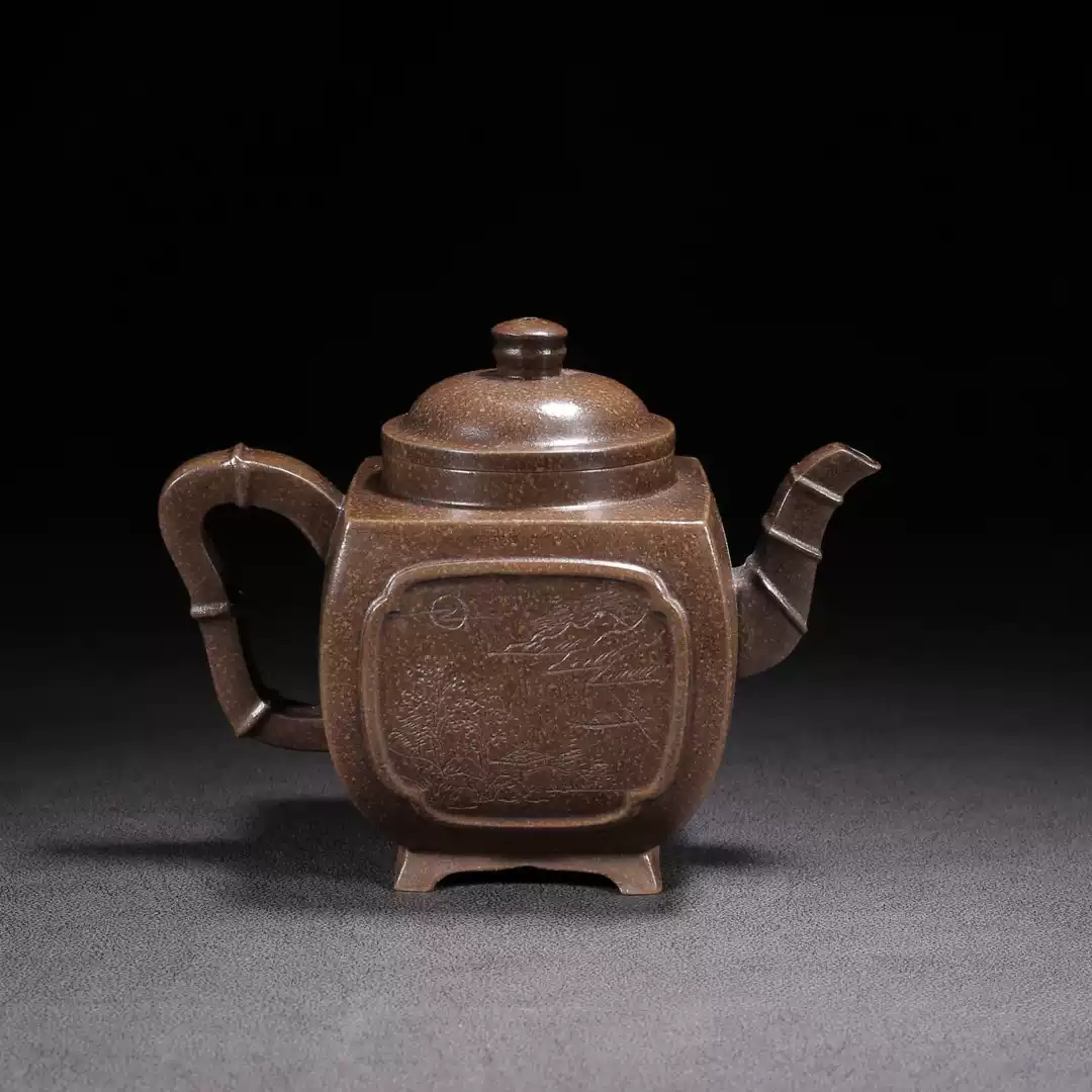 徐汉棠款回流老紫砂壶老茶壶宜兴原矿紫泥手工刻绘刻字茶具礼盒装