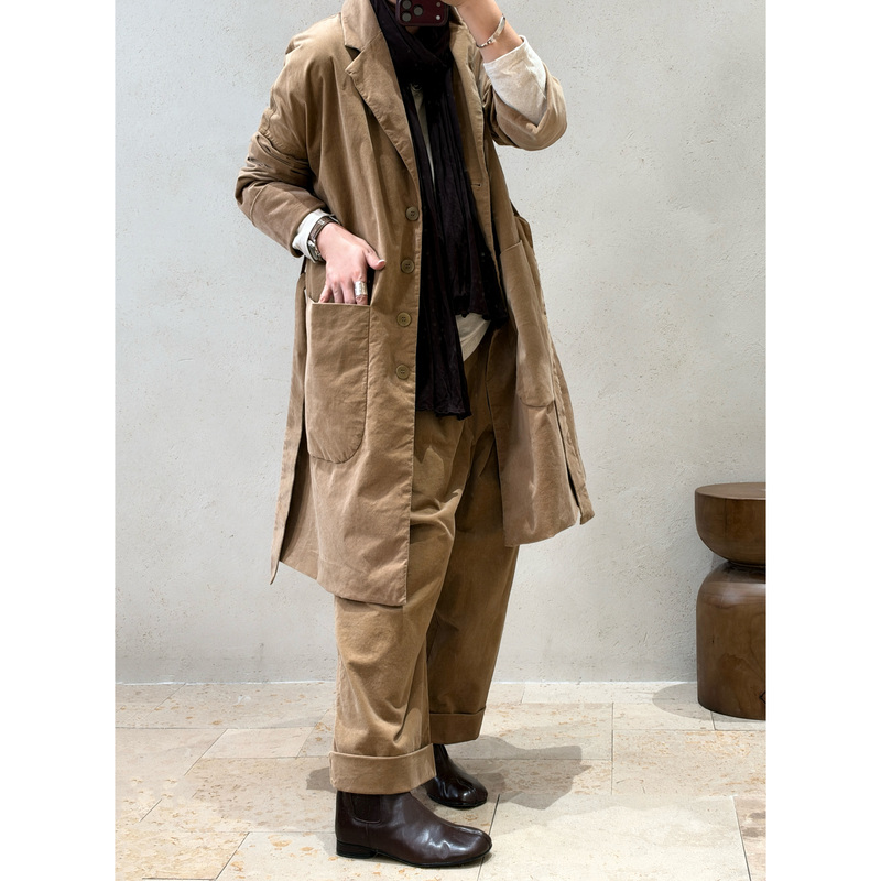 Looking Forward to It |   Designer Style Soft Time Velvet Series Pure Cotton Fashionable Trench Coat Jacket