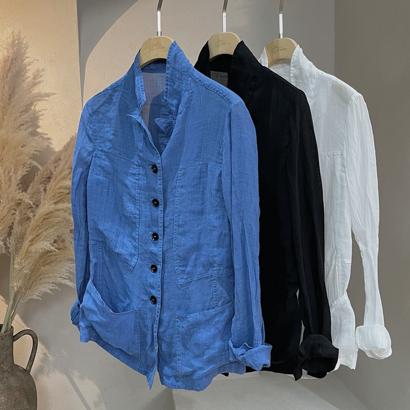 Liwang |   Designer Style Lightweight Ramie Personalized Fashion Cinched Waist Jacket Top
