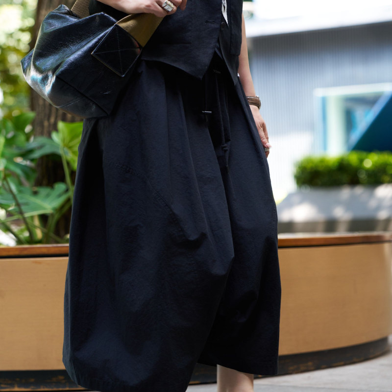 Rings |    Designer Versatile Casual Pima Cotton Elastic Waist Three-Quarter Culottes
