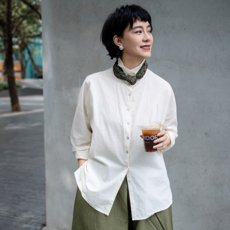 Looking Forward to It |   Designer Style Minimalist Paper-Feel Cotton Fashionable Casual Shirt