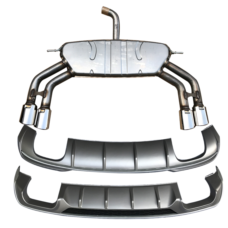 Apply Audi A3 modified S3 four - out exhaust tube carbon fiber rear lip RS3 tail lip and tail laryngeal black