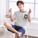 Đồ ngủ nam mùa hè cotton ngắn tay cho bé trai mùa hè Quần short nam mùa hè phần mỏng nam giới phục vụ nhà ngắn - Bộ Pajama