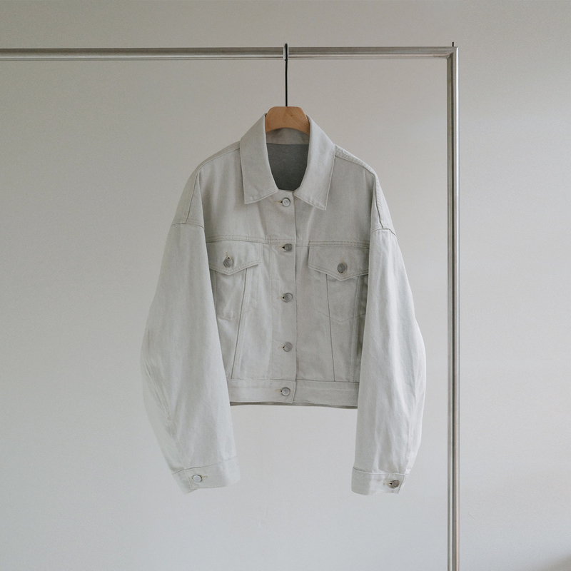 Dongli·Minimalist Retro All-Cotton Light-Colored Washed Lapel Short Jacket Denim Coat