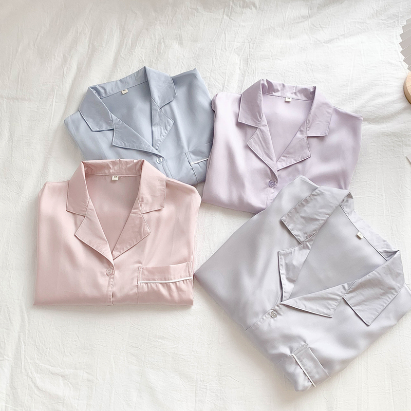 Clearance Sale Bargain | Tencel Couple Pajamas for Women, Spring and Autumn Style, Long-Sleeved Men's Ice Silk High-End Summer Home Wear