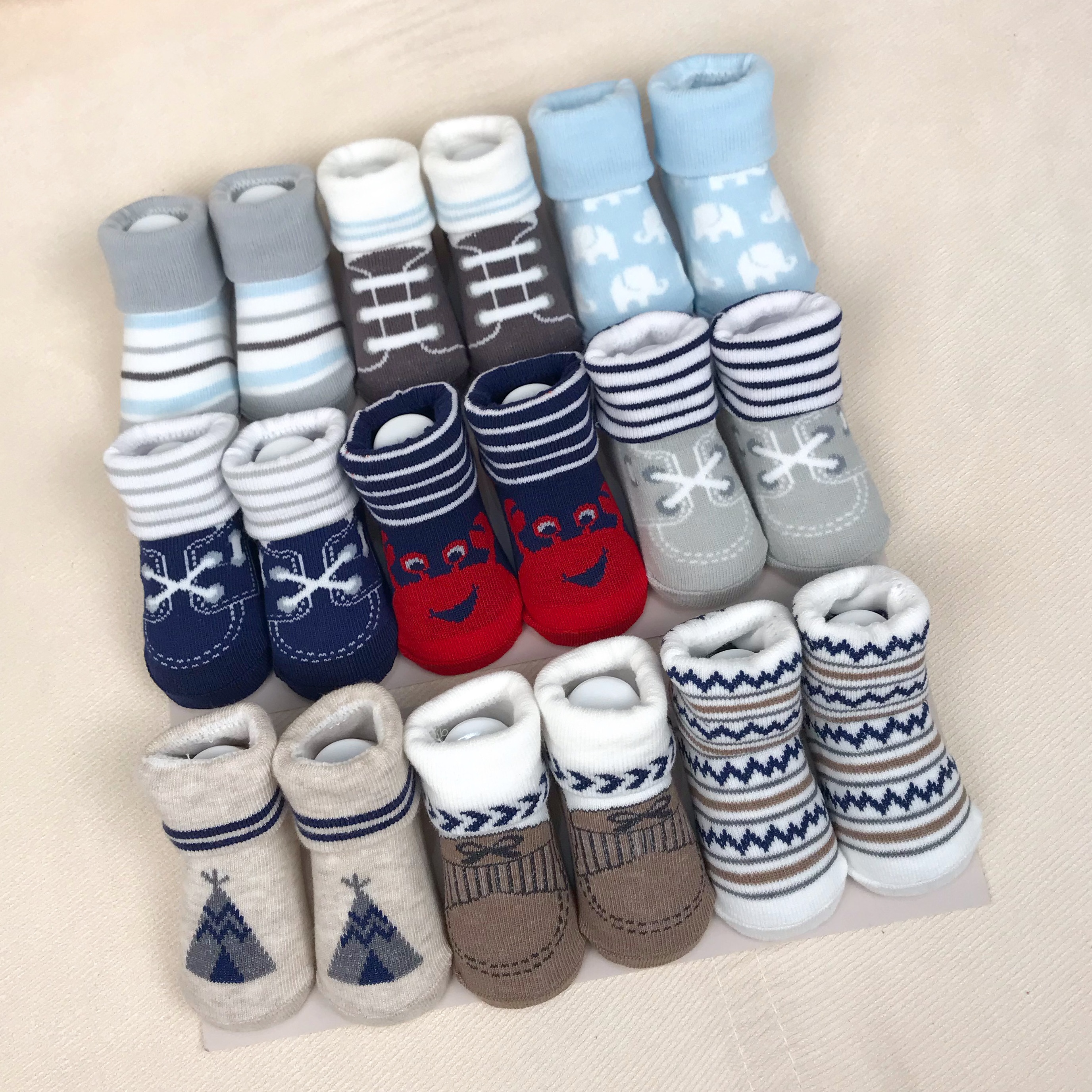 American Luvable Friends Newborn Baby Pure Cotton Socks Spring Summer Autumn Birth Baby Gift Boxes 3 Double