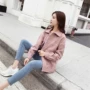 Áo len ngắn nữ 2018 mùa thu mới phiên bản Hàn Quốc của áo kẻ sọc retro dài tay áo nhỏ áo khoác len nữ
