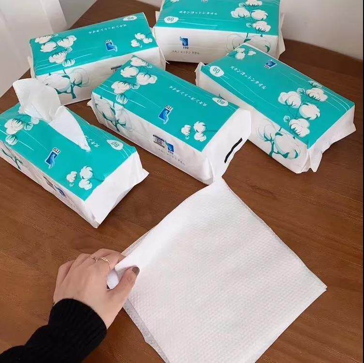 Out of Japan, disposable washing facial towel thickened, wet and dry Net red cotton soft towel 80 rolls
