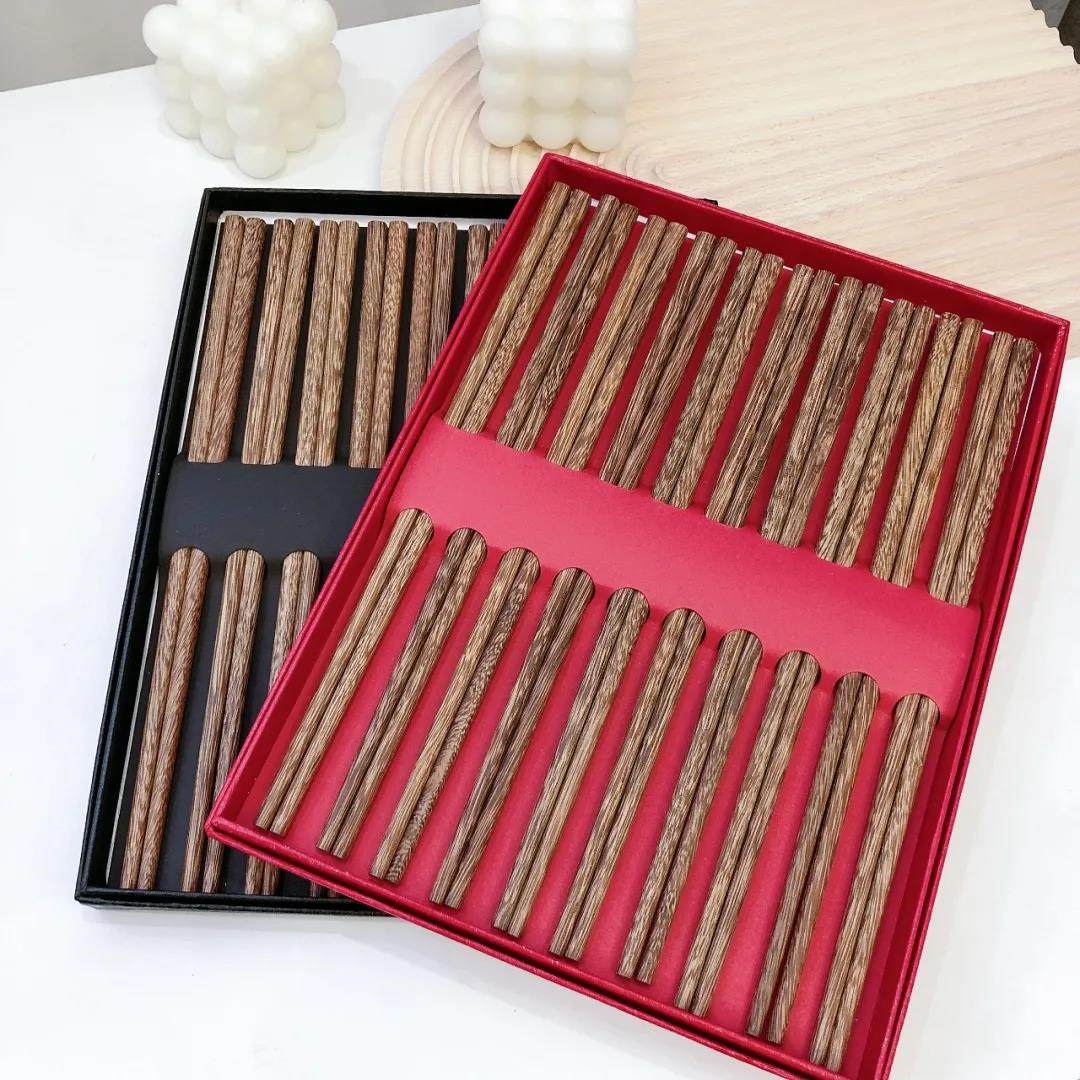 Export island orders special exquisite gift box 10 pairs of paint-free wax-free solid wood chopsticks