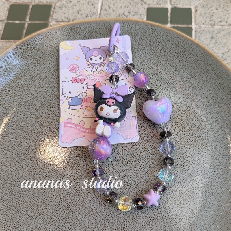 Original Genuine Kuromi Purple Beaded Cute Phone Chain Girly Phone Lanyard Keychain Pendant Gift Original Genuine Kuromi Purple Beaded Cute Phone Chain Girly Phone Lanyard Keychain Pendant Gift