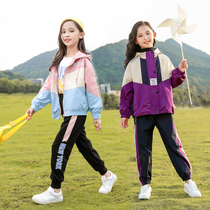 Female childrens clothing autumn suit 2021 Spring and Autumn new foreign style sports Children girl clothes 10-year-old three-piece set