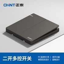 Chint two-on multi-control switch double-on one light three-control midway multi-link switch two-on two-position switch panel home