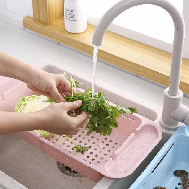 Retractable Kitchen Sink Drain Basket Wash Fruit Plastic Discharge Bowl Chopsticks Shelf Home bowl Dish Rack Vegetable Containing shelf
