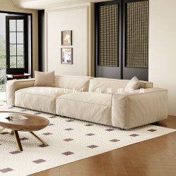 Kefeny Tofu Block Sofa for Living Room, Modern Minimalist Cat-Scratch Fabric Sofa, Straight-Line Cream Style Small Apartment Sofa