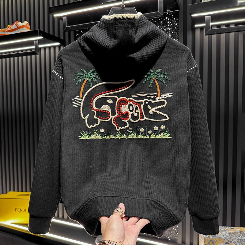 European-Style Embroidered Lapel Sweatshirt Jacket for Men, Autumn and Spring 2026 New Trendy Brand Men's Jacket Top Bv26324 European-Style Embroidered Lapel Sweatshirt Jacket for Men, Autumn and Spring 2026 New Trendy Brand Men's Jacket Top Bv26324