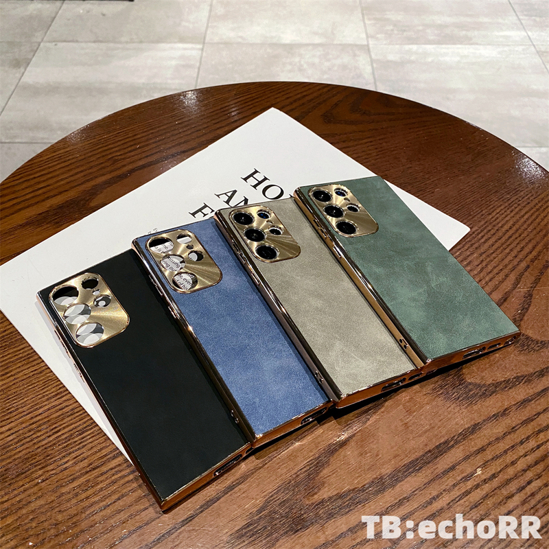 Suitable for Samsung S24Ultra Phone Case, Sheepskin Leather, Electroplated Metal Frame, S23Plus S22+ S24Plus, Business, Simple, Full Coverage, Anti-Drop Protective Case